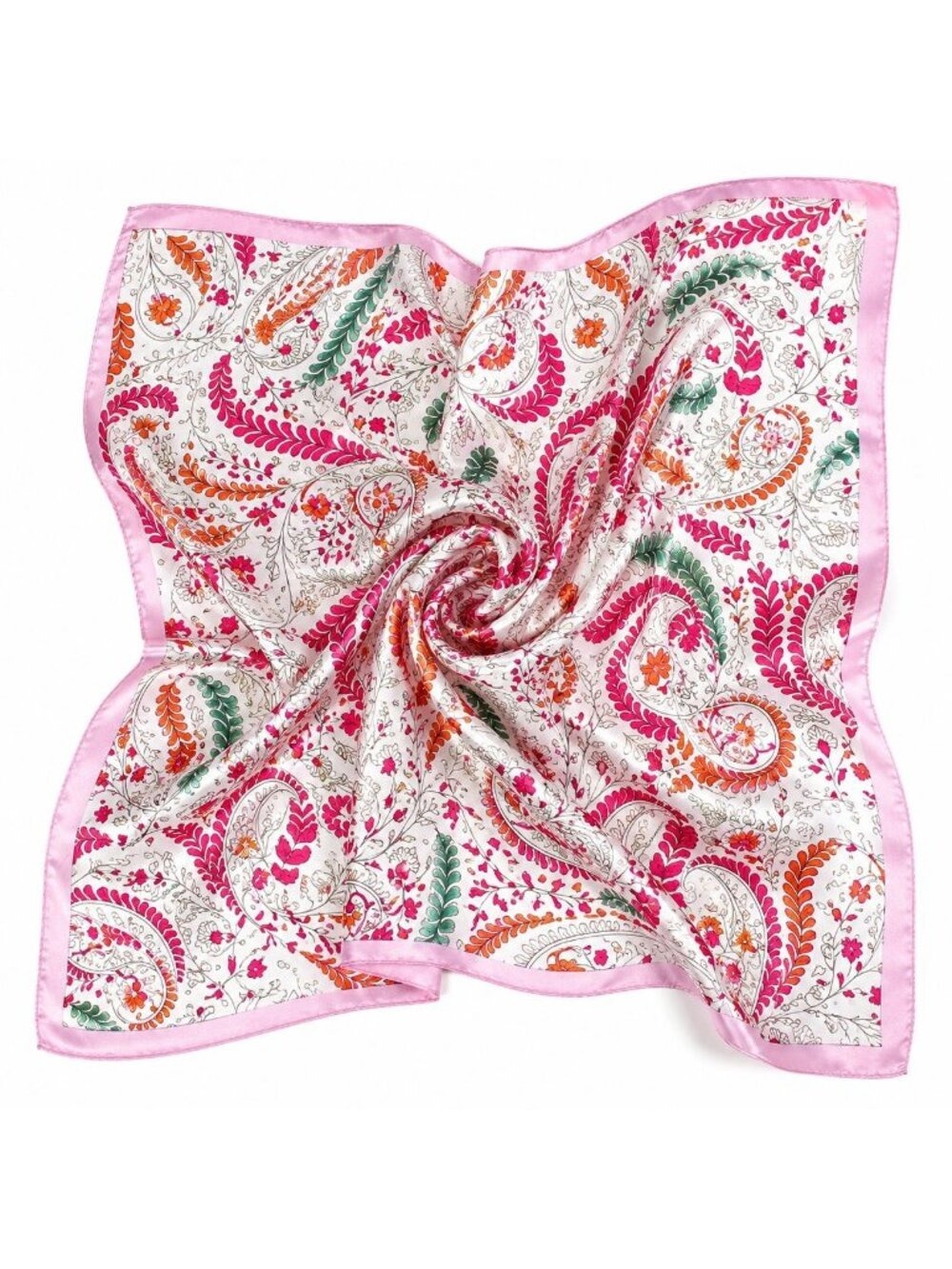 35x35 Satin Paisley Scarf Pink Hot Pink Teal Floral Square Hair Scarf Head Scarf